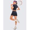 imageCRZ YOGA Womens Quick Dry Pleated Tennis Skirts Mid Waisted Cute Athletic Workout Running Sports Golf Skorts VolleyballNavy