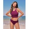 imageCRZ YOGA Womens Racerback Bikini Tops Quick Dry High Neck Modest Swimsuit Padded Sports Bathing SuitFuchsia