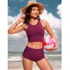 imageCRZ YOGA Womens Racerback Bikini Tops Quick Dry High Neck Modest Swimsuit Padded Sports Bathing SuitFuchsia