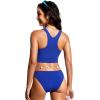 imageCRZ YOGA Womens Racerback Bikini Tops Quick Dry High Neck Modest Swimsuit Padded Sports Bathing SuitWaves Blue