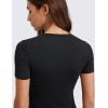 imageCRZ YOGA Womens Ribbed Modal Casual Short Sleeve Crew Neck Basic Shirts Going Out Soft Fitted Stretchy Athletic Workout TopsBlack