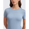 imageCRZ YOGA Womens Ribbed Modal Casual Short Sleeve Crew Neck Basic Shirts Going Out Soft Fitted Stretchy Athletic Workout TopsCambric Blue