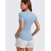 imageCRZ YOGA Womens Ribbed Modal Casual Short Sleeve Crew Neck Basic Shirts Going Out Soft Fitted Stretchy Athletic Workout TopsCambric Blue
