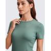 imageCRZ YOGA Womens Ribbed Modal Casual Short Sleeve Crew Neck Basic Shirts Going Out Soft Fitted Stretchy Athletic Workout TopsGraphite Green