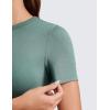 imageCRZ YOGA Womens Ribbed Modal Casual Short Sleeve Crew Neck Basic Shirts Going Out Soft Fitted Stretchy Athletic Workout TopsGraphite Green