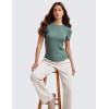 imageCRZ YOGA Womens Ribbed Modal Casual Short Sleeve Crew Neck Basic Shirts Going Out Soft Fitted Stretchy Athletic Workout TopsGraphite Green