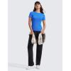 imageCRZ YOGA Womens Ribbed Modal Casual Short Sleeve Crew Neck Basic Shirts Going Out Soft Fitted Stretchy Athletic Workout TopsSparkle Blue