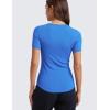 imageCRZ YOGA Womens Ribbed Modal Casual Short Sleeve Crew Neck Basic Shirts Going Out Soft Fitted Stretchy Athletic Workout TopsSparkle Blue