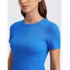 imageCRZ YOGA Womens Ribbed Modal Casual Short Sleeve Crew Neck Basic Shirts Going Out Soft Fitted Stretchy Athletic Workout TopsSparkle Blue