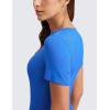 imageCRZ YOGA Womens Ribbed Modal Casual Short Sleeve Crew Neck Basic Shirts Going Out Soft Fitted Stretchy Athletic Workout TopsSparkle Blue