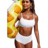 imageCRZ YOGA Womens Scoop Neck Bikini Tops DDD Adjustable Spaghetti Straps Bathing Suit Padded Swimsuit Sports BraWhite