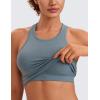 imageCRZ YOGA Womens Seamless Ribbed Longline High Neck Sports Bra  Racerback Padded Slim Fit Crop Tank Top with Built in PadsBelgian Blue