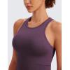 imageCRZ YOGA Womens Seamless Ribbed Longline High Neck Sports Bra  Racerback Padded Slim Fit Crop Tank Top with Built in PadsGrape Thistle Purple