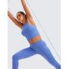 imageCRZ YOGA Womens Seamless Ribbed Longline High Neck Sports Bra  Racerback Padded Slim Fit Crop Tank Top with Built in PadsWild Indigo