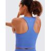 imageCRZ YOGA Womens Seamless Ribbed Longline High Neck Sports Bra  Racerback Padded Slim Fit Crop Tank Top with Built in PadsWild Indigo