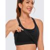 imageCRZ YOGA Womens Seamless Ribbed Racerback Tank Tops with Built in Bra  Padded Scoop Neck Slimming Athletic Long CamisoleBlack