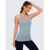 imageCRZ YOGA Womens Seamless Ribbed Racerback Tank Tops with Built in Bra  Padded Scoop Neck Slimming Athletic Long CamisoleCambric Blue