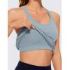 imageCRZ YOGA Womens Seamless Ribbed Racerback Tank Tops with Built in Bra  Padded Scoop Neck Slimming Athletic Long CamisoleCambric Blue
