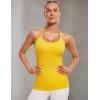 imageCRZ YOGA Womens Seamless Ribbed Racerback Tank Tops with Built in Bra  Padded Scoop Neck Slimming Athletic Long CamisoleHigh Visibility Yellow