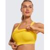 imageCRZ YOGA Womens Seamless Ribbed Racerback Tank Tops with Built in Bra  Padded Scoop Neck Slimming Athletic Long CamisoleHigh Visibility Yellow