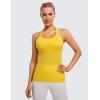 imageCRZ YOGA Womens Seamless Ribbed Racerback Tank Tops with Built in Bra  Padded Scoop Neck Slimming Athletic Long CamisoleHigh Visibility Yellow