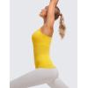 imageCRZ YOGA Womens Seamless Ribbed Racerback Tank Tops with Built in Bra  Padded Scoop Neck Slimming Athletic Long CamisoleHigh Visibility Yellow
