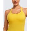 imageCRZ YOGA Womens Seamless Ribbed Racerback Tank Tops with Built in Bra  Padded Scoop Neck Slimming Athletic Long CamisoleHigh Visibility Yellow