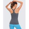 imageCRZ YOGA Womens Seamless Ribbed Racerback Tank Tops with Built in Bra  Padded Scoop Neck Slimming Athletic Long CamisoleLight Gray 7