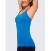 imageCRZ YOGA Womens Seamless Ribbed Racerback Tank Tops with Built in Bra  Padded Scoop Neck Slimming Athletic Long CamisoleSparkle Blue