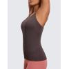 imageCRZ YOGA Womens Seamless Ribbed Racerback Tank Tops with Built in Bra  Padded Scoop Neck Slimming Athletic Long CamisoleTaupe