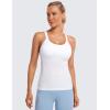 imageCRZ YOGA Womens Seamless Ribbed Racerback Tank Tops with Built in Bra  Padded Scoop Neck Slimming Athletic Long CamisoleWhite