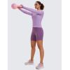imageCRZ YOGA Womens Seamless Workout Long Sleeve Shirts Quick Dry Gym Athletic Tops Breathable Running Yoga TShirtsElfin Purple Heather