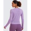 imageCRZ YOGA Womens Seamless Workout Long Sleeve Shirts Quick Dry Gym Athletic Tops Breathable Running Yoga TShirtsElfin Purple Heather