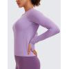 imageCRZ YOGA Womens Seamless Workout Long Sleeve Shirts Quick Dry Gym Athletic Tops Breathable Running Yoga TShirtsElfin Purple Heather