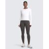 imageCRZ YOGA Womens Seamless Workout Long Sleeve Shirts Quick Dry Gym Athletic Tops Breathable Running Yoga TShirtsWhite