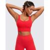 imageCRZ YOGA Womens Strappy Longline Sports Bra  Medium Impact Criss Cross Yoga Padded Workout Crop TopDeep Red