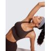 imageCRZ YOGA Womens Strappy Longline Sports Bra  Medium Impact Criss Cross Yoga Padded Workout Crop TopHot Fudge Brown
