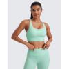 imageCRZ YOGA Womens Strappy Longline Sports Bra  Medium Impact Criss Cross Yoga Padded Workout Crop TopMint Moment