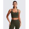 imageCRZ YOGA Womens Strappy Longline Sports Bra  Medium Impact Criss Cross Yoga Padded Workout Crop TopOlive Green