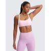 imageCRZ YOGA Womens Strappy Sports Bra  Criss Cross Back Padded Medium Support Wireless Gym Cami Workout YogaStrawberry Pink