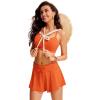 imageCRZ YOGA Womens Swim Board Shorts High Waisted Flowy Beach Skirt Skorts Bathing Swimsuit Bottoms with LinerCoral
