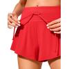 imageCRZ YOGA Womens Swim Board Shorts High Waisted Flowy Beach Skirt Skorts Bathing Swimsuit Bottoms with LinerDeep Red