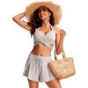 imageCRZ YOGA Womens Swim Board Shorts High Waisted Flowy Beach Skirt Skorts Bathing Swimsuit Bottoms with LinerMilky White Bone