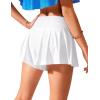 imageCRZ YOGA Womens Swim Board Shorts High Waisted Flowy Beach Skirt Skorts Bathing Swimsuit Bottoms with LinerWhite