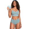 imageCRZ YOGA Womens V Cut Bikini Bottom High Waisted Cross Front Bathing Swimsuit Full Coverage Swim BriefsLight Grayish Blue