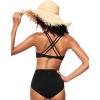 imageCRZ YOGA Womens V Neck Bikini Tops Twist Front Triangle Sexy Bathing Suit Criss Cross Back Swimsuit PaddedBlack
