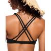 imageCRZ YOGA Womens V Neck Bikini Tops Twist Front Triangle Sexy Bathing Suit Criss Cross Back Swimsuit PaddedBlack