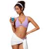 imageCRZ YOGA Womens V Neck Bikini Tops Twist Front Triangle Sexy Bathing Suit Criss Cross Back Swimsuit PaddedElfin Purple