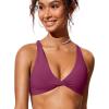 imageCRZ YOGA Womens V Neck Bikini Tops Twist Front Triangle Sexy Bathing Suit Criss Cross Back Swimsuit PaddedFuchsia