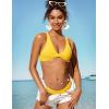 imageCRZ YOGA Womens V Neck Bikini Tops Twist Front Triangle Sexy Bathing Suit Criss Cross Back Swimsuit PaddedHigh Visibility Yellow